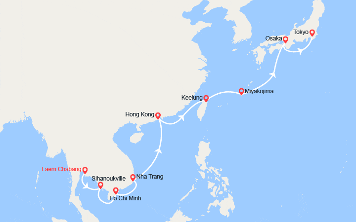 itinéraire croisière Asie : Thaïlande, Vietnam, Hong Kong, Japon