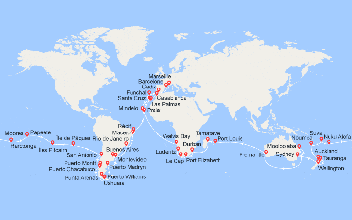 Itinéraire Tour du monde 2025 