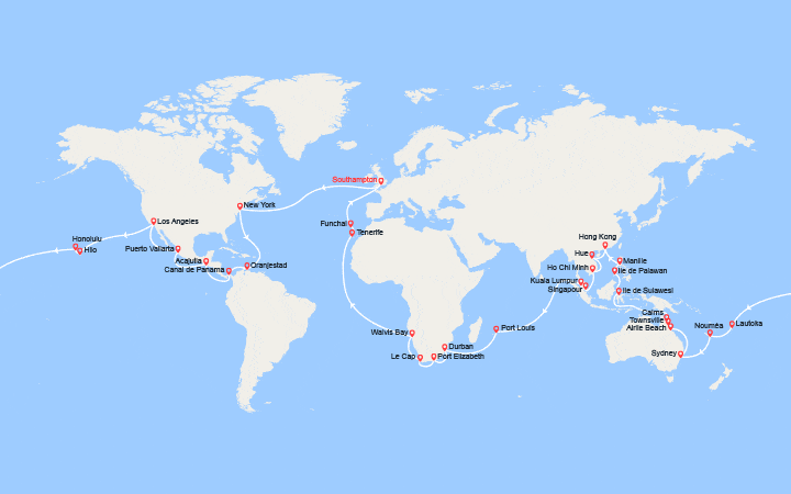 Itinéraire Tour du Monde 2027 