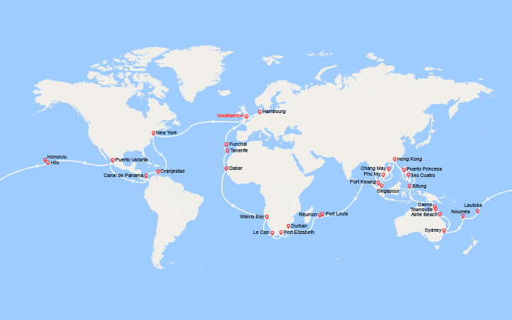 Itinéraire Tour du Monde 2027 