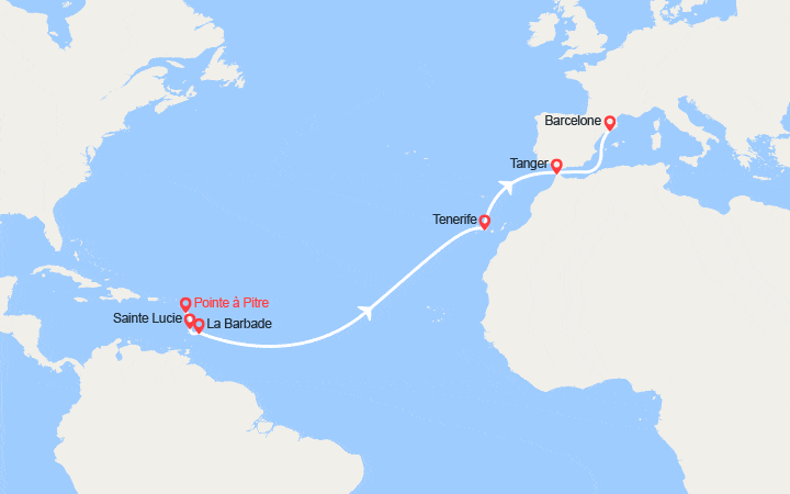 Itinéraire Transatlantique : Antilles, Canaries, Maroc, Espagne 