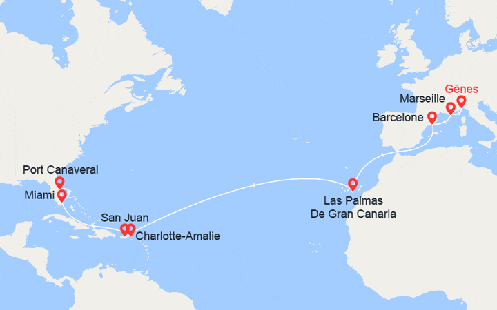 Itinéraire Transatlantique : d'Italie en Floride 