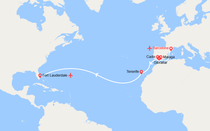 Itinéraire Transatlantique : de Barcelone a Fort Lauderdale II Vols inclus 
