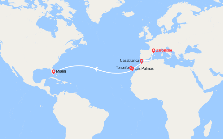 Itinéraire Transatlantique : De Barcelone à Miami 
