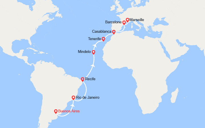 itinéraire croisière Transatlantique : Transatlantique : de Buenos Aires à Marseille