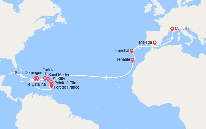 Itinéraire Transatlantique : de Marseille à Fort-de-France 