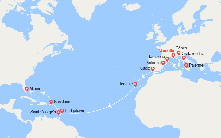 Itinéraire Transatlantique : de Marseille à Miami 