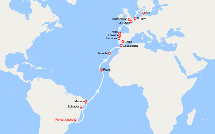 Itinéraire Transatlantique : du Brésil jusqu'en Belgique 