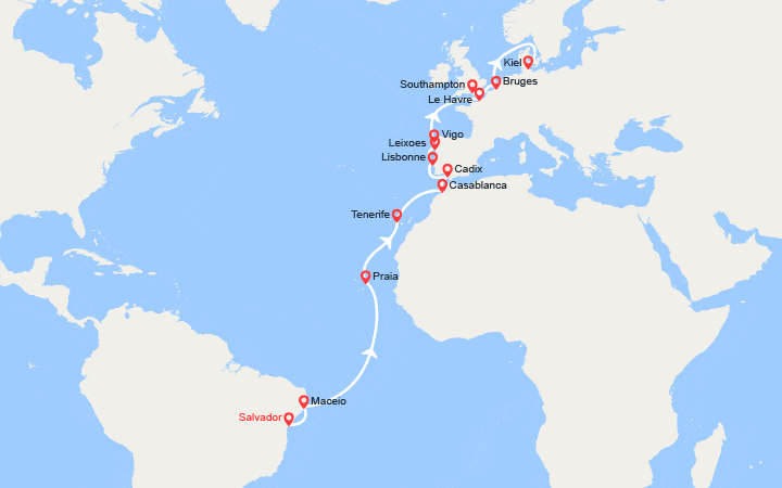 Itinéraire Transatlantique : du Brésil jusqu'en Belgique 