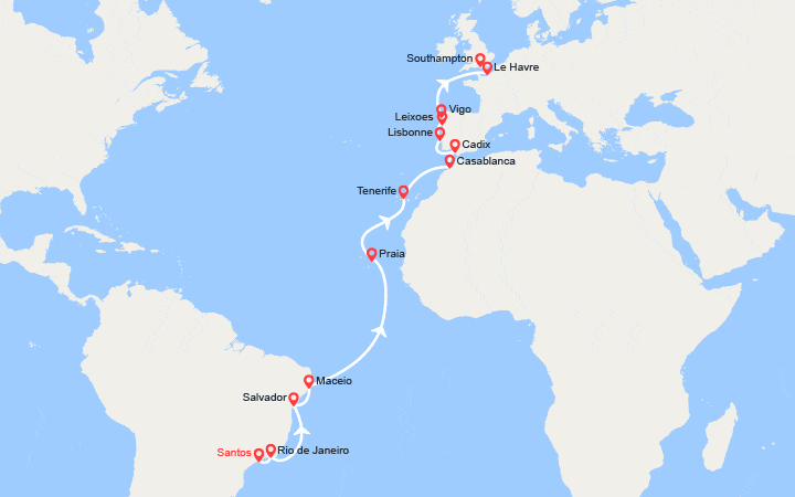 Itinéraire Transatlantique : du Brésil jusqu'en France 