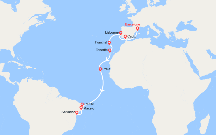Itinéraire Transatlantique : Espagne, Portugal, Madère, Canaries, Brésil 