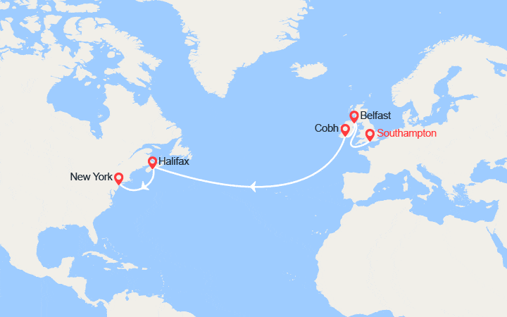 itinéraire croisière Transatlantique : Transatlantique de Southampton à New York