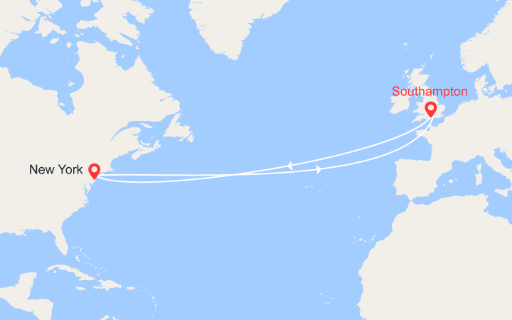 itinéraire croisière Transatlantique : Transatlantique Southampton / New York / Southampton 