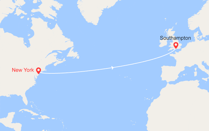 itinéraire croisière Transatlantique : Traversée transatlantique de New York à Southampton 