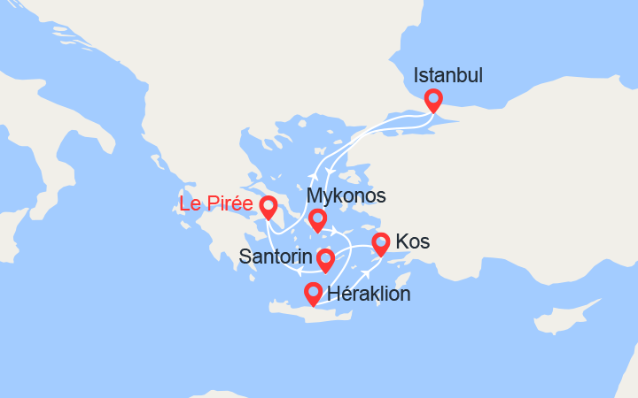 itinéraire croisière Méditerranée Orientale - Méditerranée Orientale : Turquie, Grèce: Istanbul, Mykonos, Heraklion... 