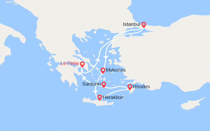 itinéraire croisière Méditerranée Orientale : Turquie, Grèce: Istanbul, Mykonos, Rhodes, Santorin