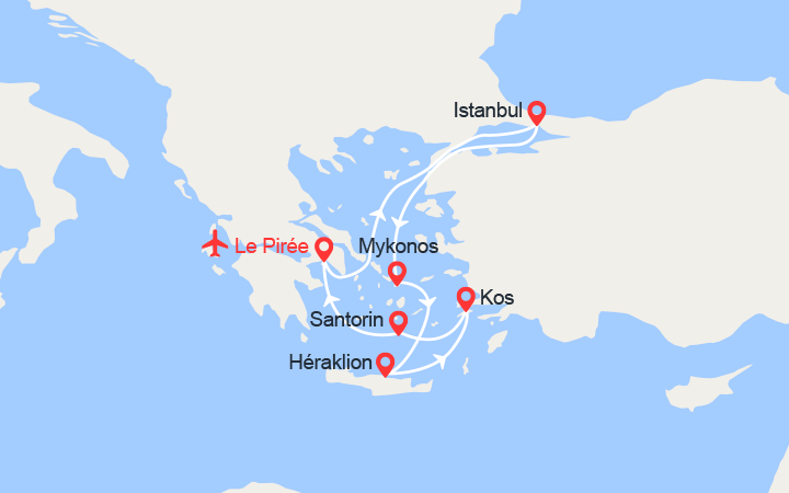 itinéraire croisière Méditerranée Orientale : Turquie, Grèce avec 2 nuits d'hôtel et vols inclus de Marseille