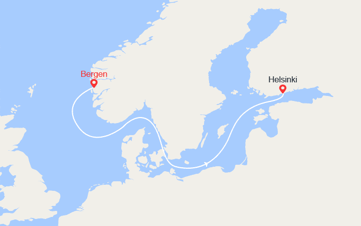 itinéraire croisière Baltique : Voyage en Mer : de Bergen à Helsinki 