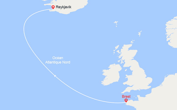 itinéraire croisière Islande : Voyage en Mer : de Brest à Reykjavik 