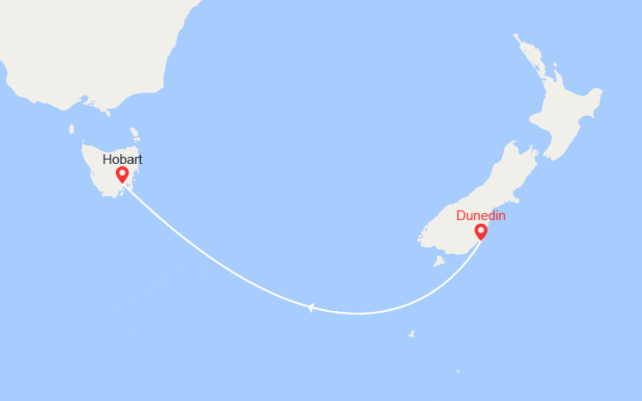 itinéraire croisière Pacifique : Voyage en Mer : de Dunedin à Hobart 