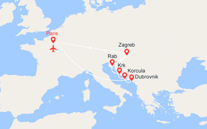 itinéraire croisière Croatie/Adriatique : Yachting en Croatie de Dubrovnik à Zagreb