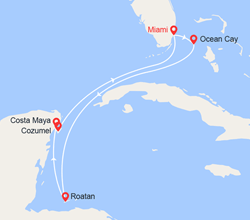 itinéraire croisière Caraïbes et Antilles : Bahamas, Iles de Roatan, Mexique  