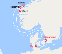 itinéraire croisière Fjords - Fjords : Fjords de Norvège : Hellesylt, Alesund, Olden 