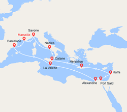 itinéraire croisière Iles grecques - Iles grecques : France, Italie, Grèce, Egypte, Malte, Espagne 
