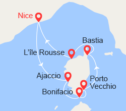 itinéraire croisière Méditerranée : Grand Tour de Corse au départ de Nice (NAO_PP) 