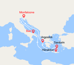 itinéraire croisière Iles grecques - Iles grecques : Iles grecques : Céphalonie, Crète, Santorin 
