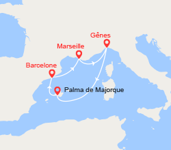 itinéraire croisière Iles Baléares : Italie, Majorque, Espagne 