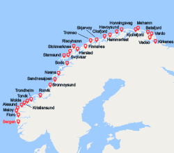 itinéraire croisière Europe du Nord : La Norvège de Bergen à Kirkenes 
