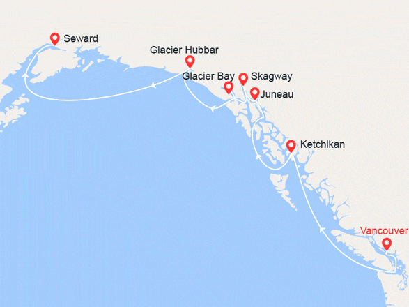itinéraire croisière Alaska : Alaska avec Baie des Glaciers au départ de Vancouver