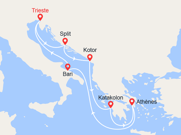 itinéraire croisière Croatie/Adriatique : Croatie, Monténégro, Grèce
