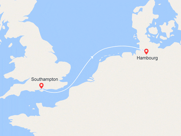 itinéraire croisière Europe du Nord - Cap Nord : De Southampton à Hambourg