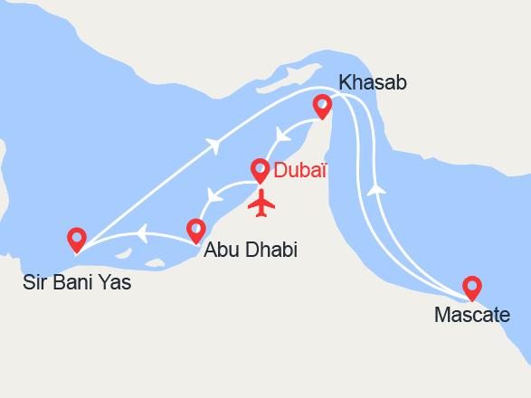 itinéraire croisière Moyen Orient : Émirats Arabes et Oman | Vols inclus 