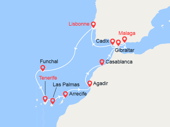 itinéraire croisière Canaries Madère - Canaries Madère : Espagne, Madère, Iles Canaries, Maroc, Gibraltar