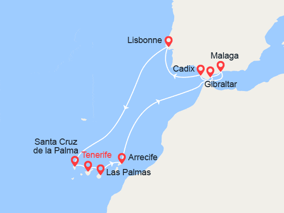 itinéraire croisière Canaries Madère - Canaries Madère : Iles Canaries, Gibraltar, Espagne, Portugal