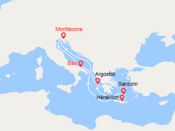 itinéraire croisière Iles grecques - Iles grecques : Iles grecques : Céphalonie, Crète, Santorin 