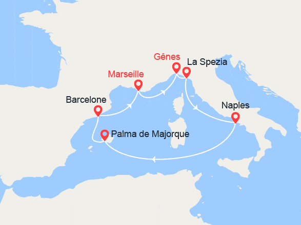 itinéraire croisière Iles Baléares : Italie, Espagne, Baléares - OFFRE BLACK FRIDAY