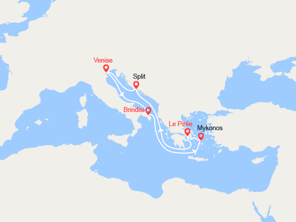itinéraire croisière Iles grecques - Iles grecques : Italie, Grèce, Croatie 