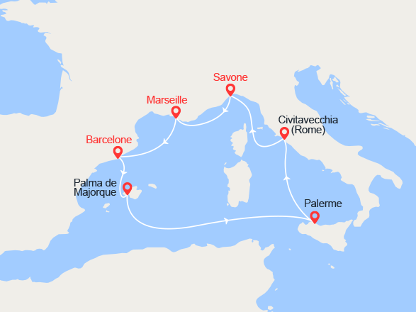 itinéraire croisière Méditerranée Occidentale : Le Nouvel Éclat de la Méditerranée