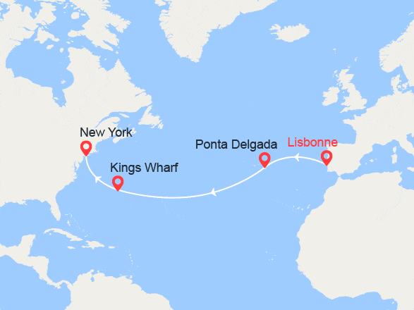 itinéraire croisière Transatlantique : Traversée: de Lisbonne à New York