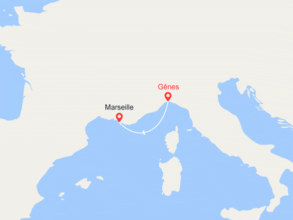 itinéraire croisière Méditerranée : Une nuit en croisière ; de Gênes à Marseille 