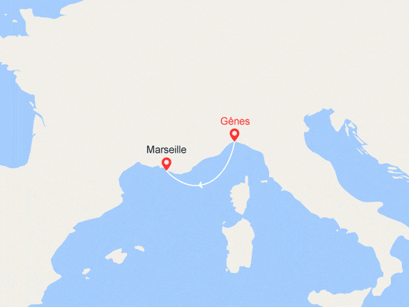 itinéraire croisière Méditerranée : Une nuit en croisière ; de Gênes à Marseille