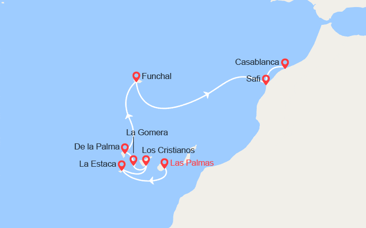 Carte itinéraire croisière 11e Festival de piano en mer