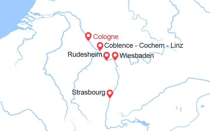 Carte itinéraire croisière Beauté du Rhin