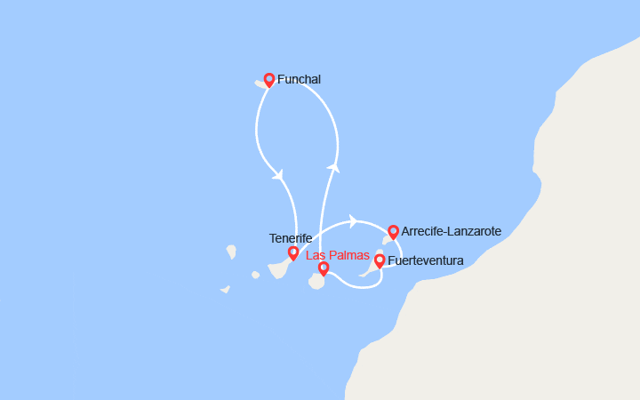 Carte itinéraire croisière Canaries et Madère
