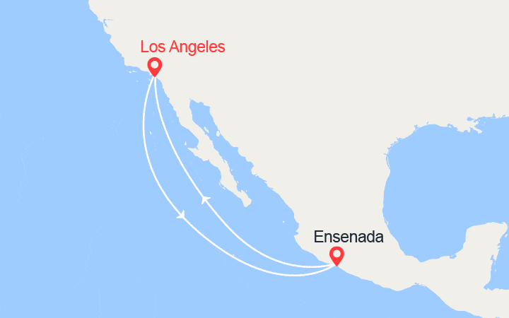 Carte itinéraire croisière Cap vers le Mexique : Ensenada