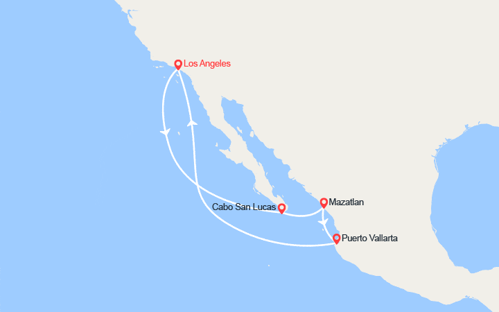 Carte itinéraire croisière Côte Mexicaine